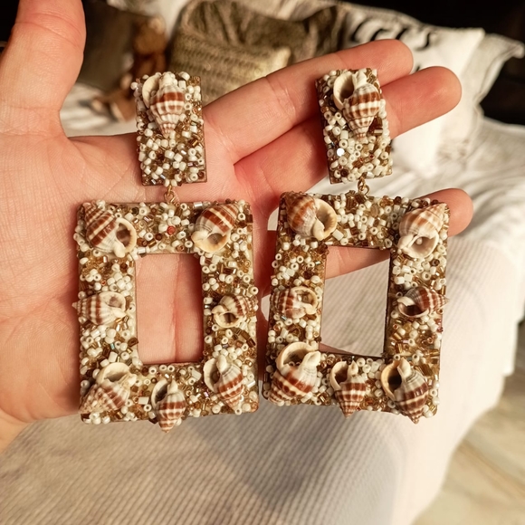 Boho Seashell Statement Earrings - Picture 6 of 15